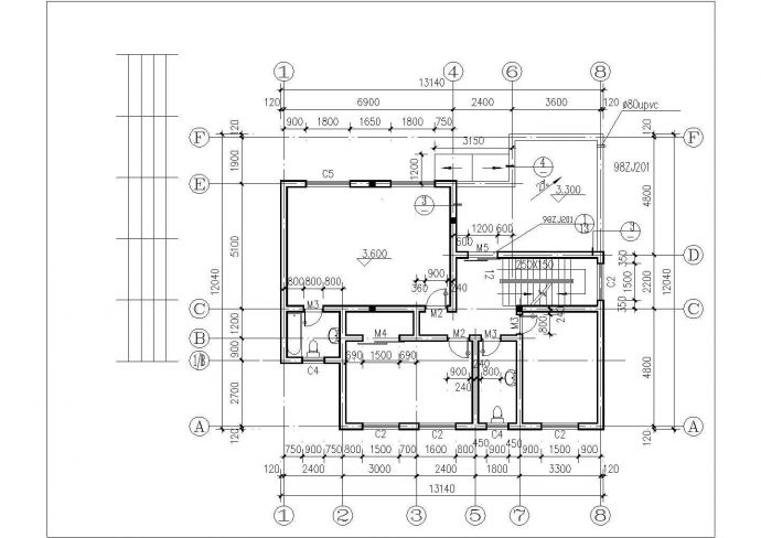 淮北市立和村328平米3层砖混结构乡村别墅建筑设计CAD图纸_图1