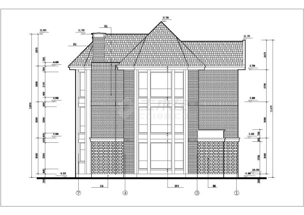 杭州某别墅区380平米3+1层框混结构独栋别墅平立剖面设计CAD图纸-图一
