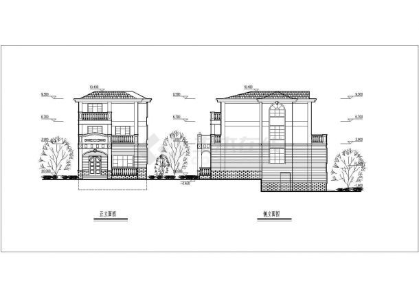 许昌市某村镇317平米3层砖混结构单体乡村别墅平立面设计CAD图纸-图一