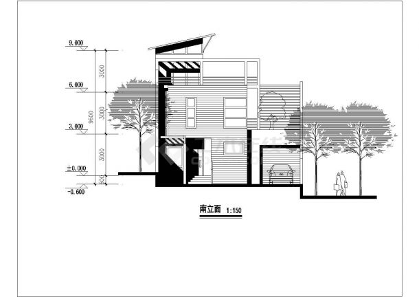 200-276平米3层框混结构单体别墅平立剖面设计CAD图纸（四套方案）-图二