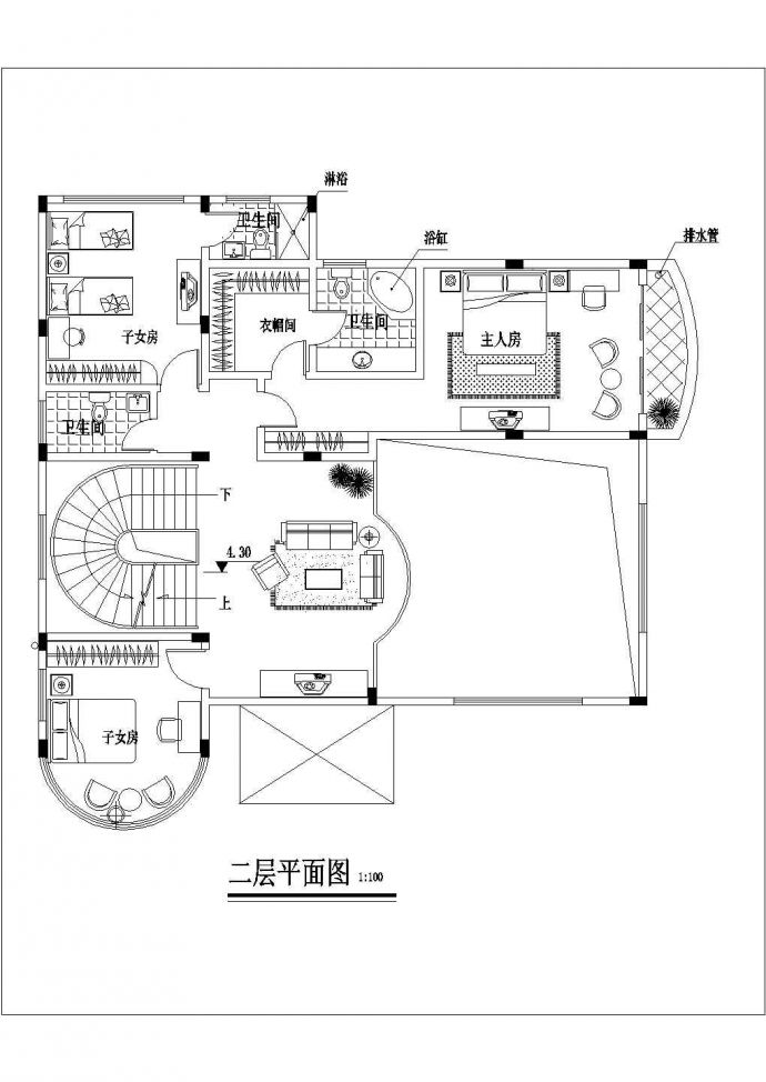 商丘市平安花园小区350平米3层框混单体别墅平立剖面设计CAD图纸_图1