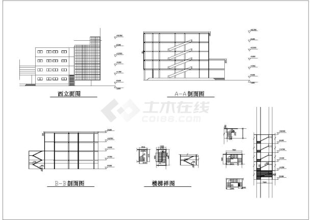 某长93.6米 宽40.2米 五层4642平米某市展览馆CAD建筑设计施工图纸【平立剖 楼梯 目录 建筑设计说明】-图二