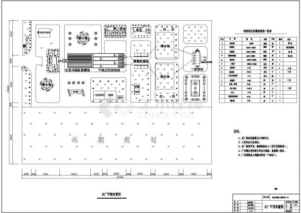 某水厂平面及高程布置CAD全套节点施工设计-图一