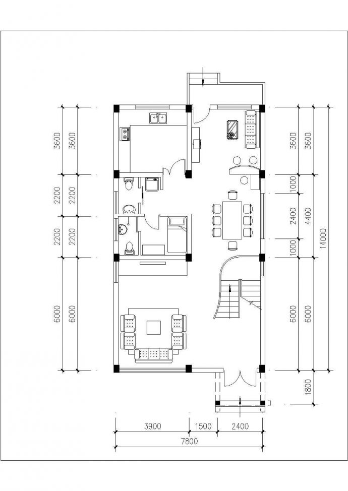 成都市某小区占地115平米3层砖混结构单体别墅平立面设计CAD图纸_图1