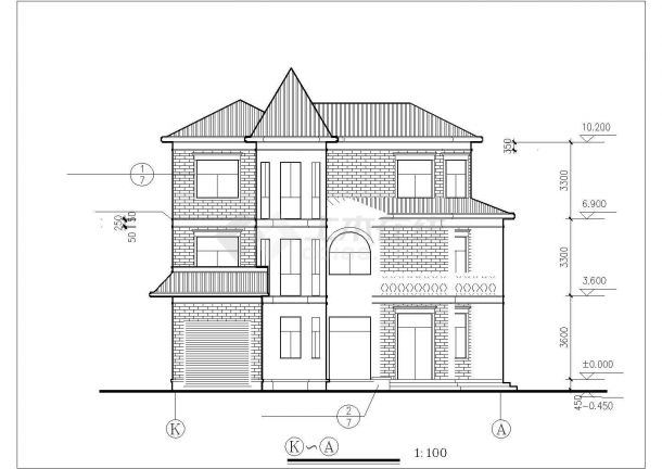 4400平米三层框混结构豪华别墅平立剖面设计CAD图纸-图一
