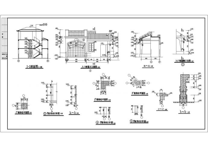 泰州市港新村350平米3层砖混结构单体别墅建筑设计CAD图纸_图1