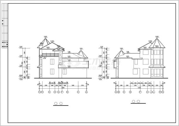 345平米3层现浇钢混框架单体别墅全套建筑设计CAD图纸-图一