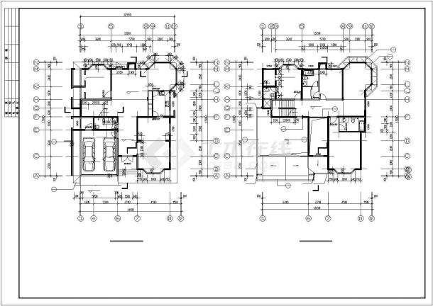 345平米3层现浇钢混框架单体别墅全套建筑设计CAD图纸-图二