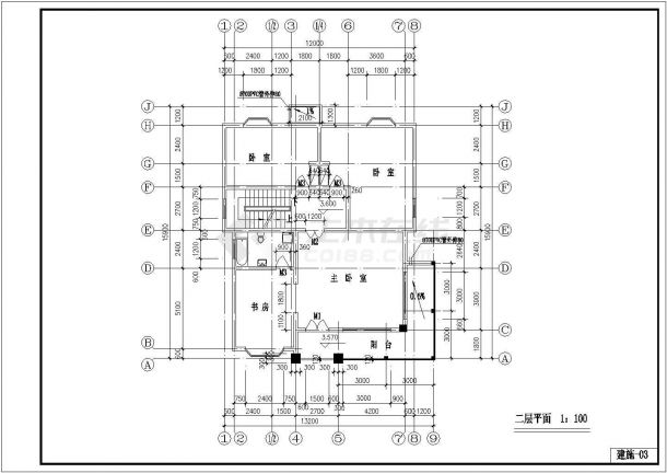 嘉兴市某村镇420平米3层框混结构独栋别墅建筑设计CAD图纸-图一