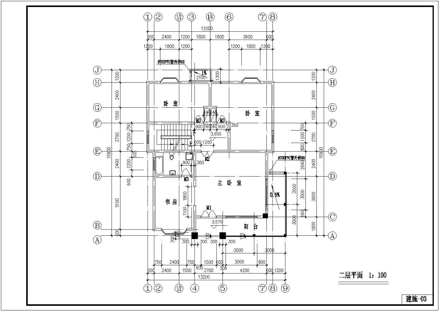 嘉兴市某村镇420平米3层框混结构独栋别墅建筑设计CAD图纸