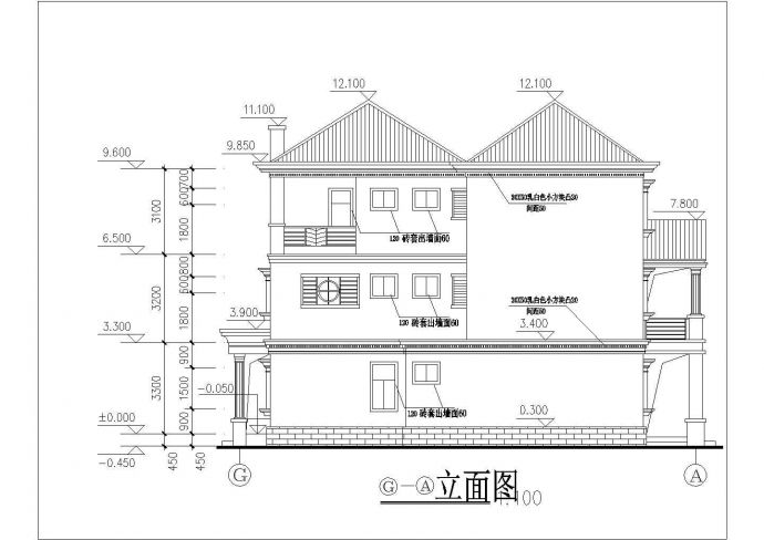 450平米3层框混结构单体别墅全套平立剖面设计CAD图纸_图1