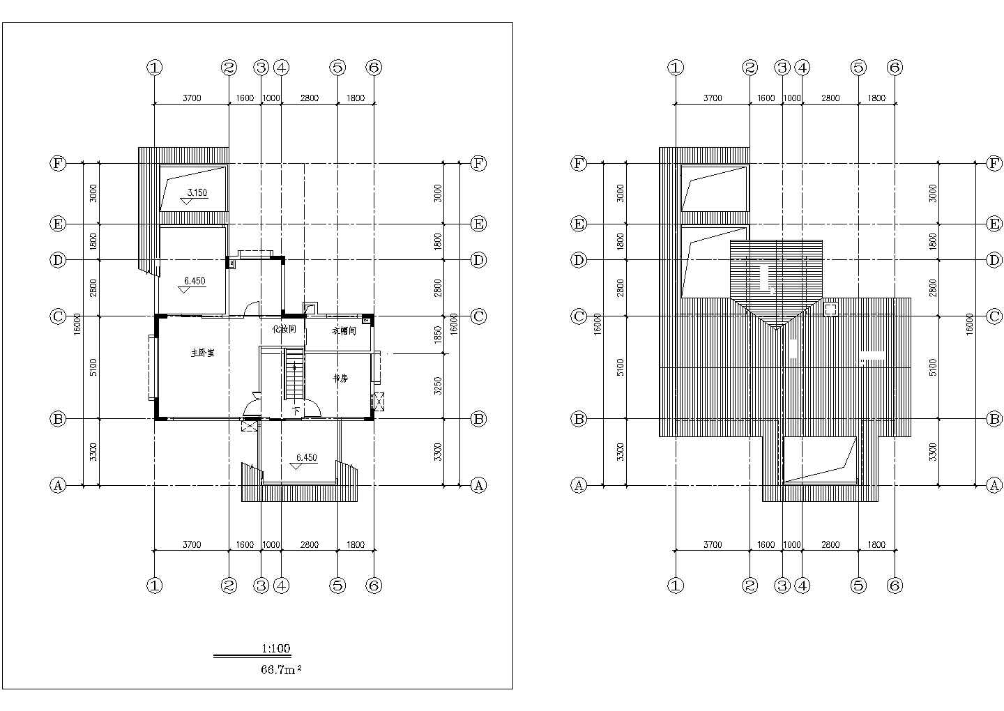南京市湖滨花园小区250平米3层框混单体别墅平立剖面设计CAD图纸