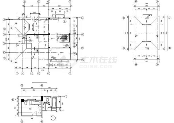 南昌市名邸花园小区310平米3层框架单体别墅建筑设计CAD图纸-图一