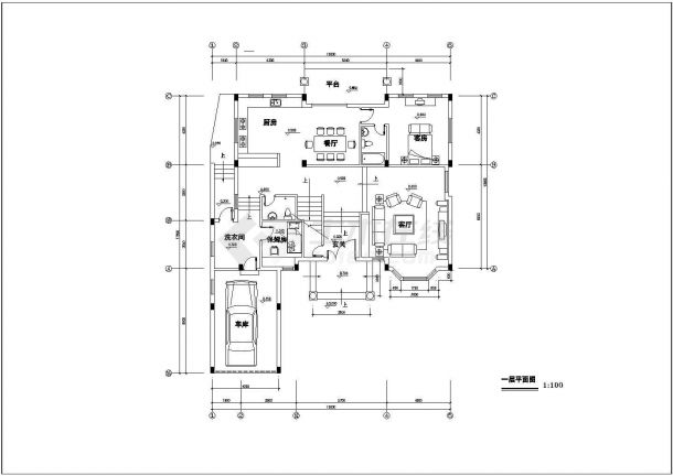 广州市荣域花园小区270平米3层砖混别墅平立面设计CAD图纸-图二