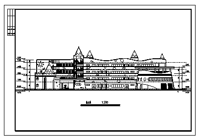 某四层豪华城堡风格幼儿园建筑设计cad图_幼儿园施工-图二