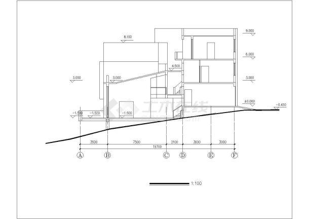 福州市宏福花园小区360平米3层混合结构别墅平立剖面设计CAD图纸-图一