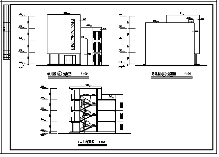 某市四层砖混结构小区幼儿园建筑施工cad图_幼儿园施工-图二