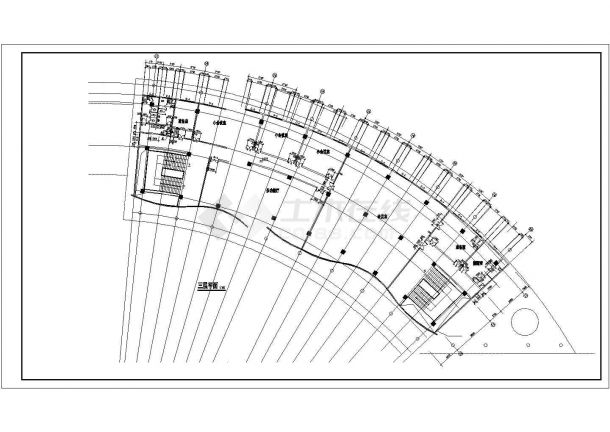 某大型弧形酒店建筑施工CAD布置图-图二