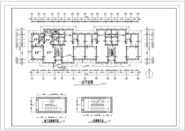 杭州师范学院教师家属院2300平米6层砖混结构住宅楼建筑设计CAD图纸-图一