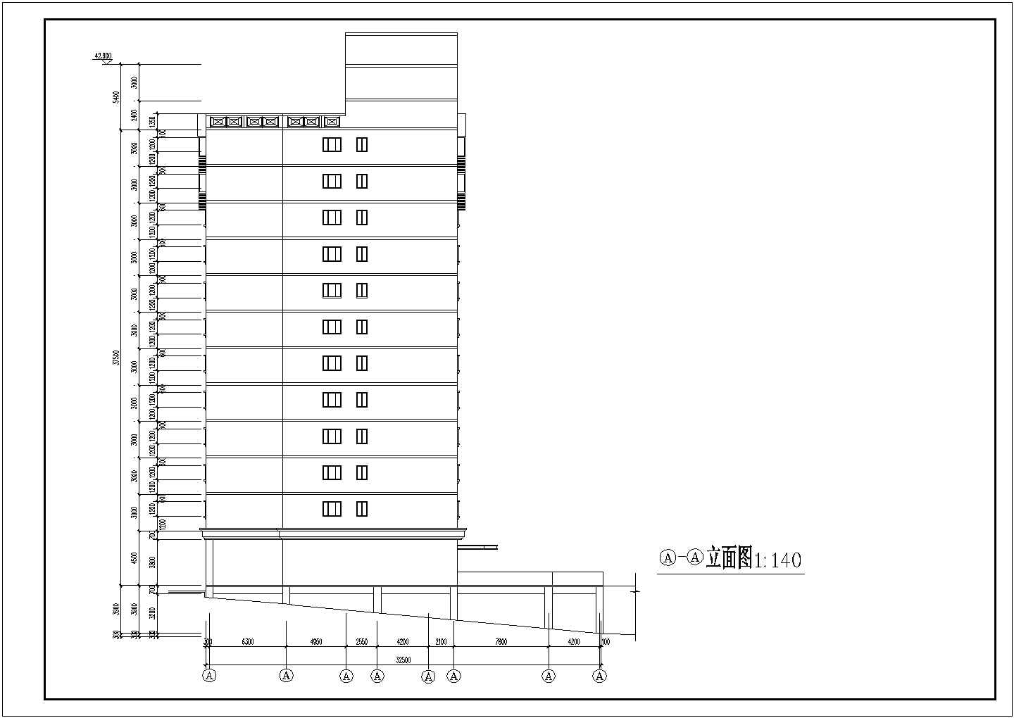 1.3万平米12层框架结构宿舍楼全套建筑CAD设计图纸（含车库层）