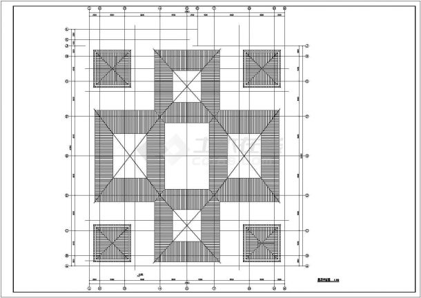 现代仿古建筑服务中心设计建筑施工图，共六张-图一