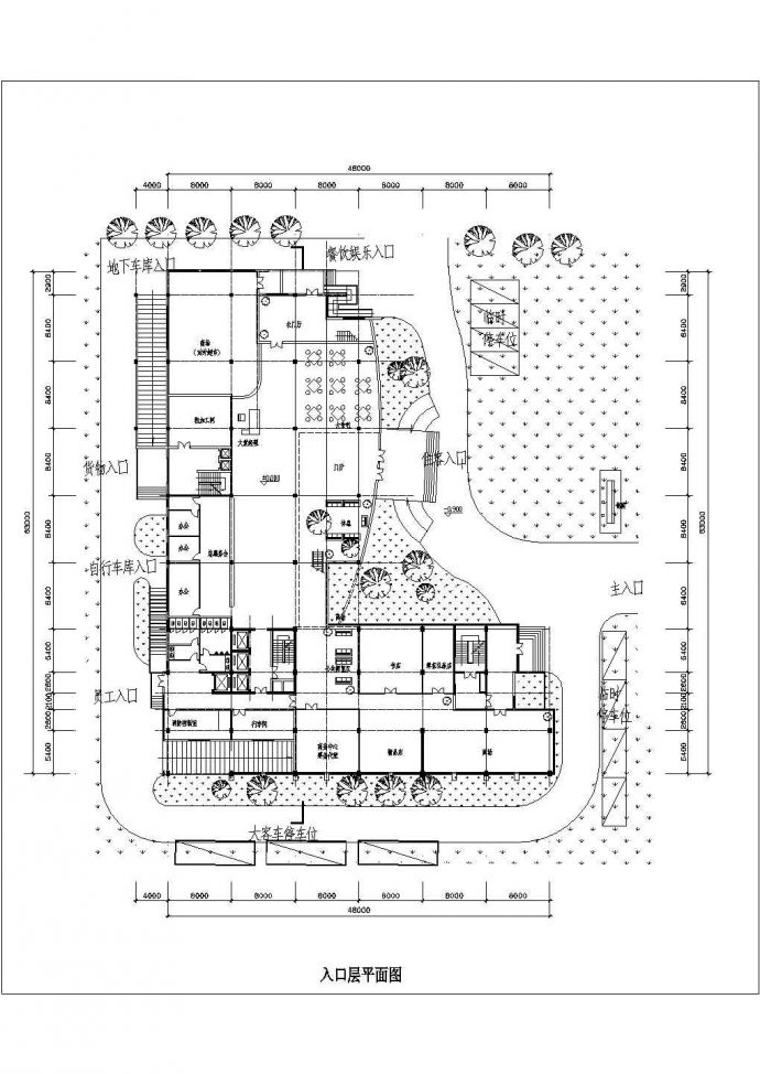 优质酒店建筑基础平面CAD图_图1