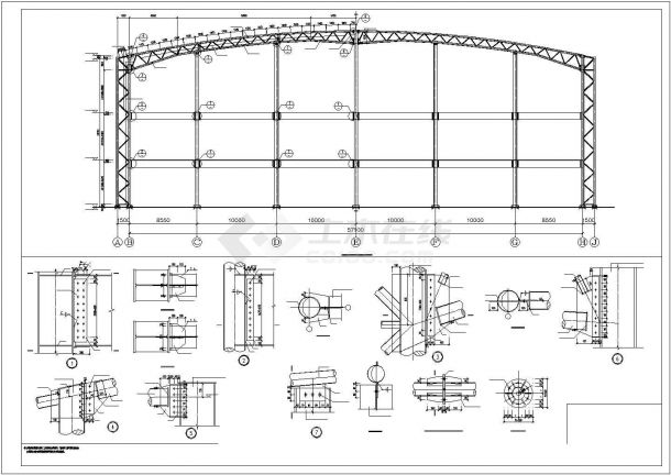 【最新】某大型工业厂房钢结构设计方案CAD图纸-图二