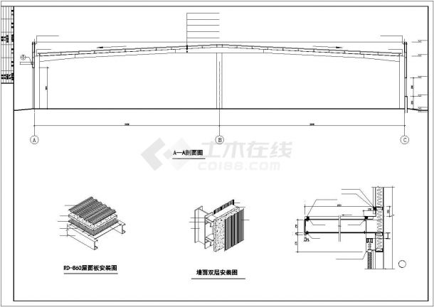 【最新】某单层厂房门式钢架设计方案CAD图纸-图一