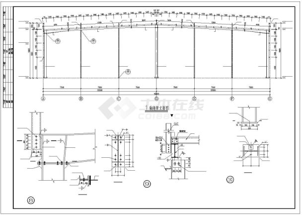 【最新】某单层轻钢结构厂房设计方案CAD图纸-图一