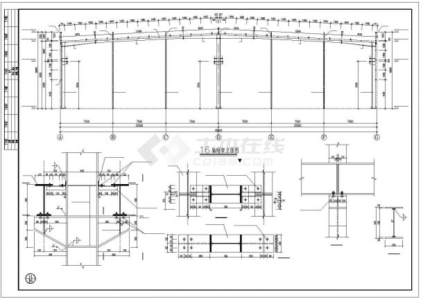 【最新】某单层轻钢结构厂房设计方案CAD图纸-图二