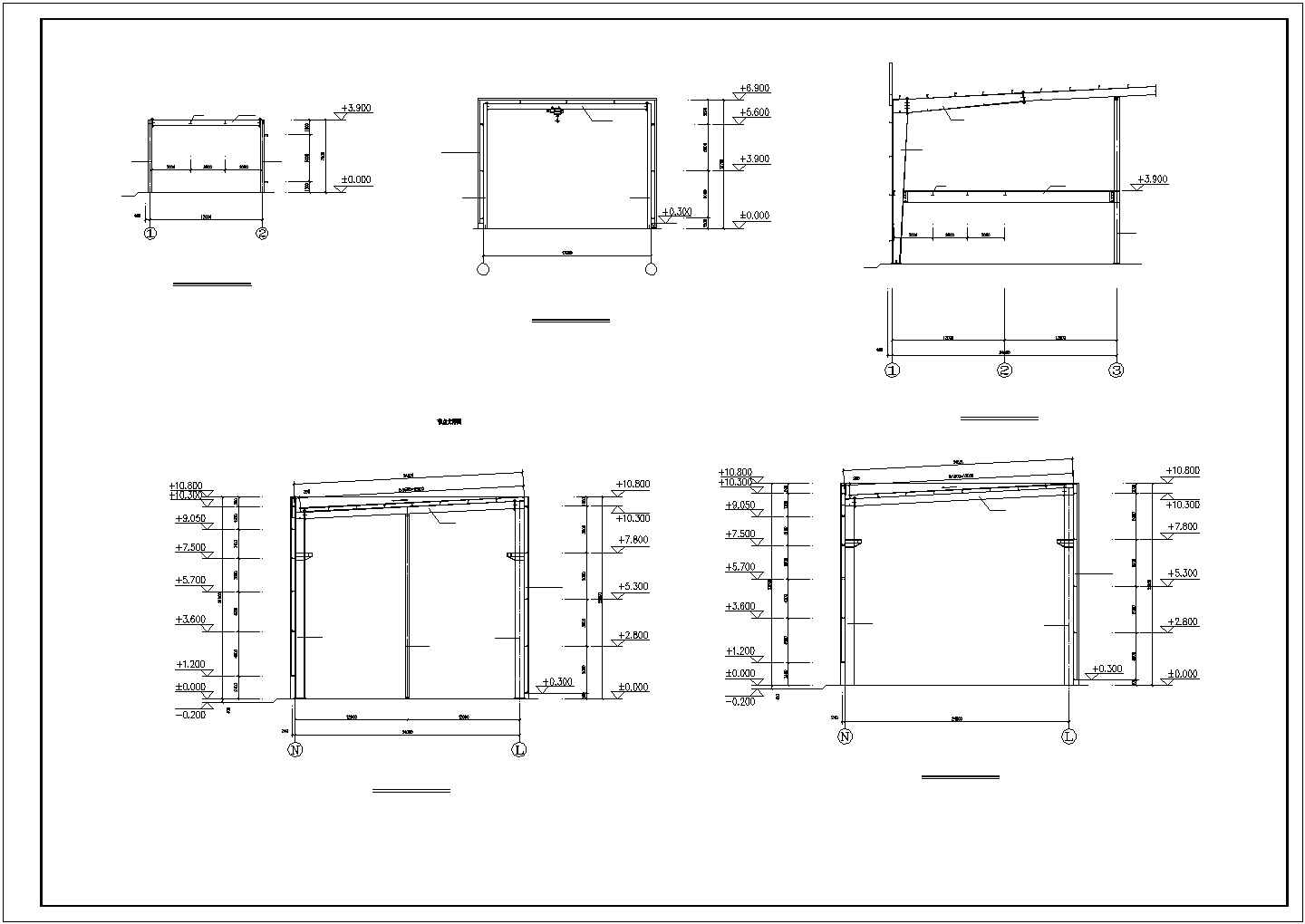 【最新】某二层钢结构厂房建筑设计方案CAD图纸