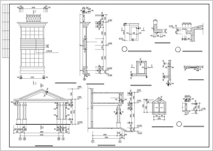 西宁某小区410平米3层混合结构独栋别墅平立剖面设计CAD图纸_图1