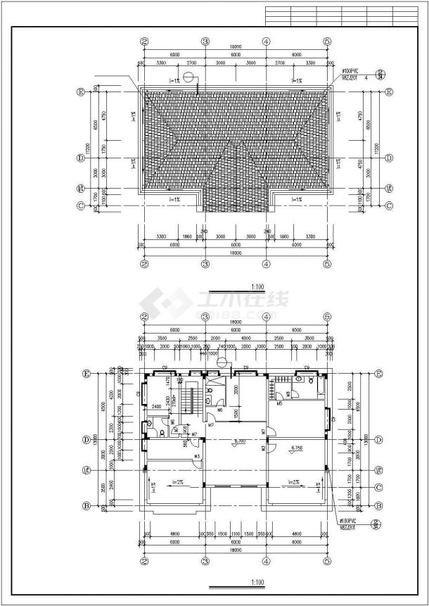 西宁某小区410平米3层混合结构独栋别墅平立剖面设计CAD图纸-图二