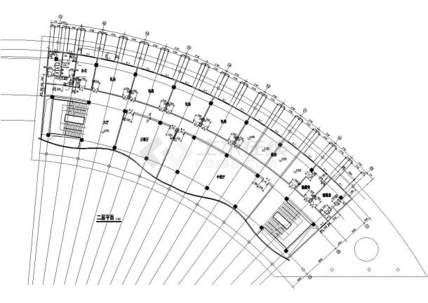 某 弧形酒店建筑设计CAD施工图-图二