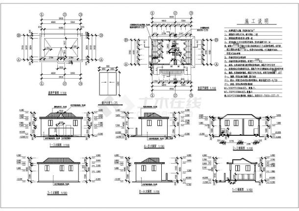 某长8.1米 宽5.1米 1层45平米小型公厕设计cad建筑施工图（含施工说明）-图一
