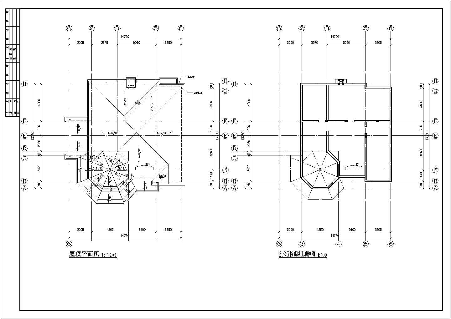 框架型欧式风格别墅建筑结构施工CAD图