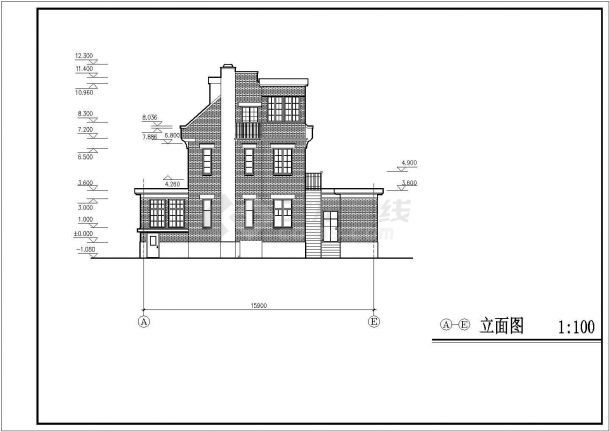 商丘市卫河新村3层砖混结构乡村别墅楼建筑设计CAD图纸（含地下层）-图一
