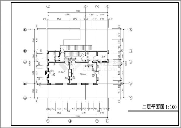 商丘市卫河新村3层砖混结构乡村别墅楼建筑设计CAD图纸（含地下层）-图二