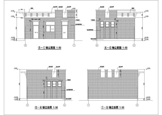 某长9.04和7.84米 宽7.84和6.04米 71平米和46平米2个1层砖混结构公园公厕及管理室设计cad详细建施图（含设计说明）_图1