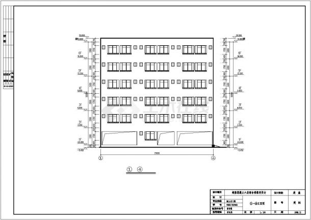 太原市某学校2100平米6层框混结构学生宿舍楼建筑设计CAD图纸-图二