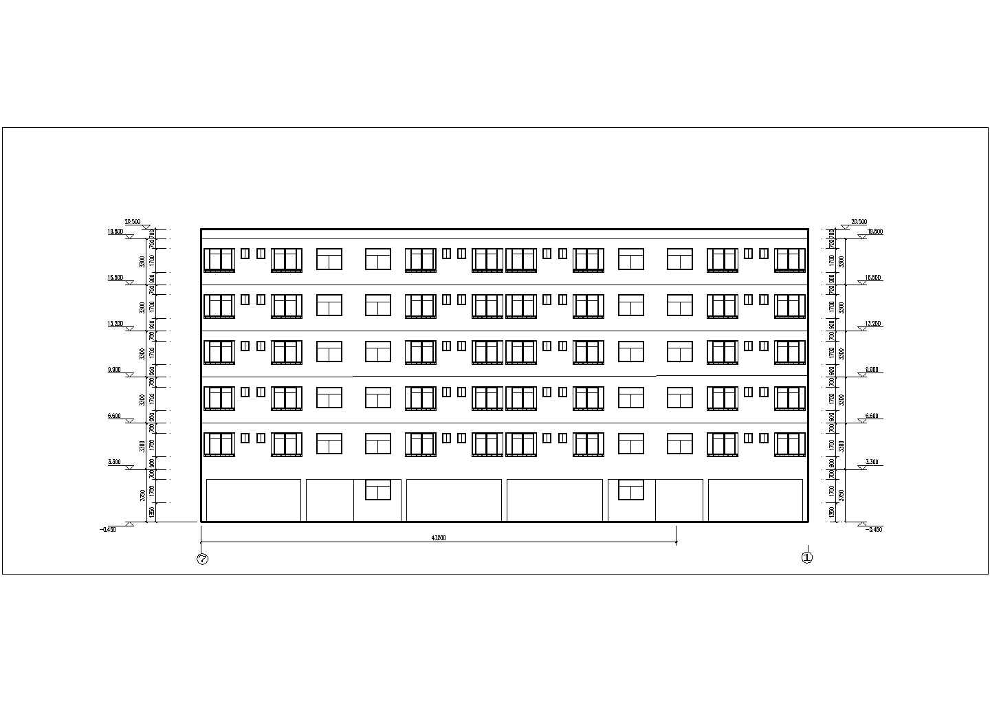 常州某学校占地730平米6层框架结构学生宿舍楼建筑+结构设计CAD图纸