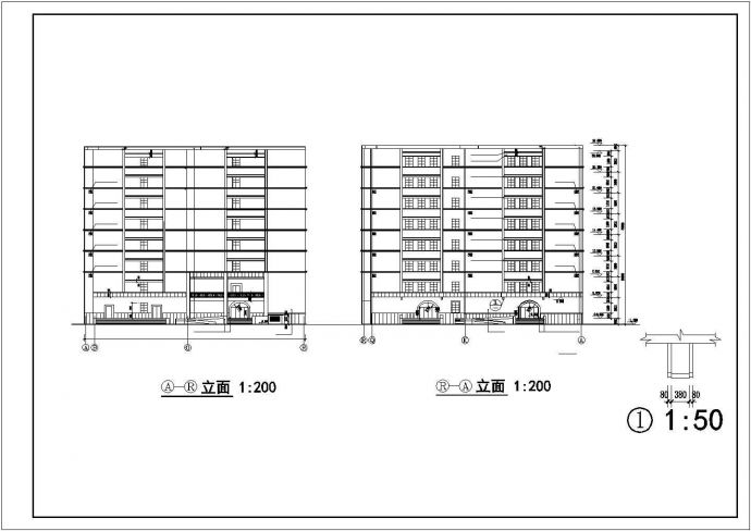重庆市某高等学院1万平米8层框架结构宿舍楼建筑设计CAD图纸_图1