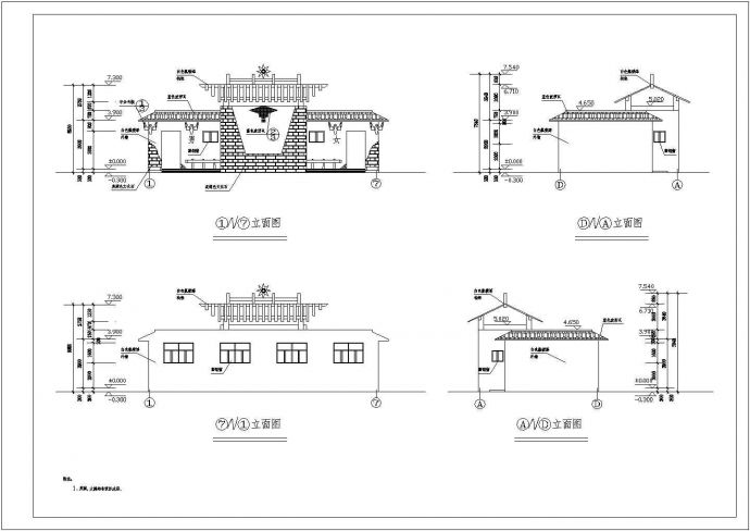 某长18.24米 宽9.54米 1层159平米彝族风格公厕设计cad详细建筑施工图_图1