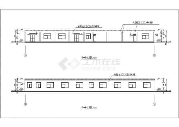 某单层钢筋砼框架结构食堂设计cad全套建筑施工图（ 含设计说明）-图二