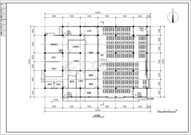 某二层框混结构食堂设计cad建筑方案图-图二