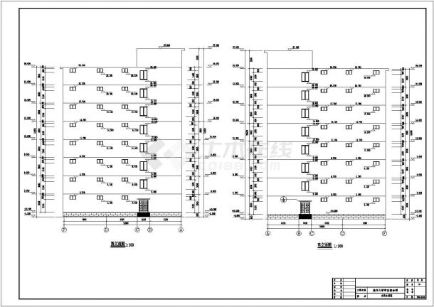 珠海市某高校9000平米8层框架结构宿舍楼全套建筑+结构设计CAD图纸-图二