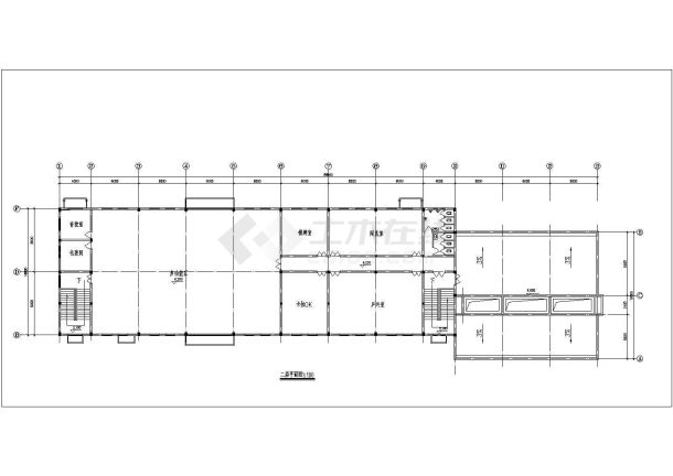 某二层砖混结构食堂建筑设计cad详细方案图纸-图一