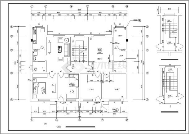 包头市葵阳花园小区高层住宅楼局部平面设计CAD图纸-图二