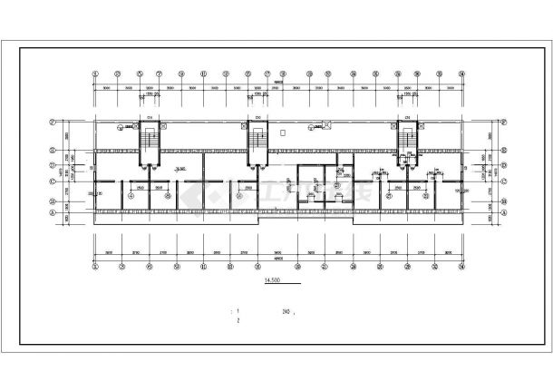 淄博市某小区3050平米5层砖混结构住宅楼建筑设计CAD图纸（含地下室）-图二