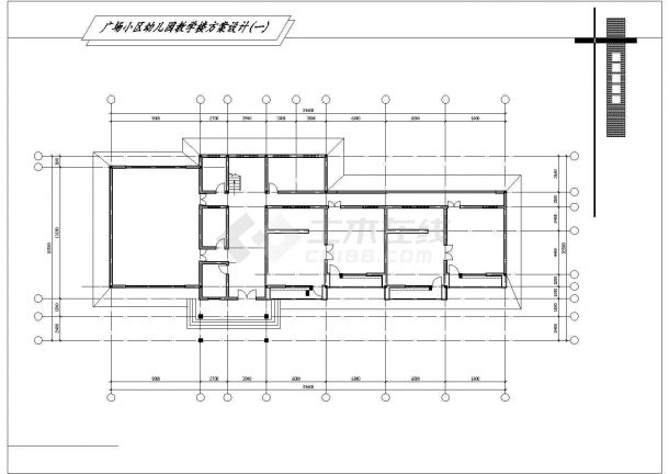 某社区幼儿园占地1670平米2层砖混结构教学楼建筑设计CAD图纸-图一